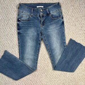 Pacsun Low Rise Bootcut 2-Button Jeans Distressed Denim Flare Women's Size 26